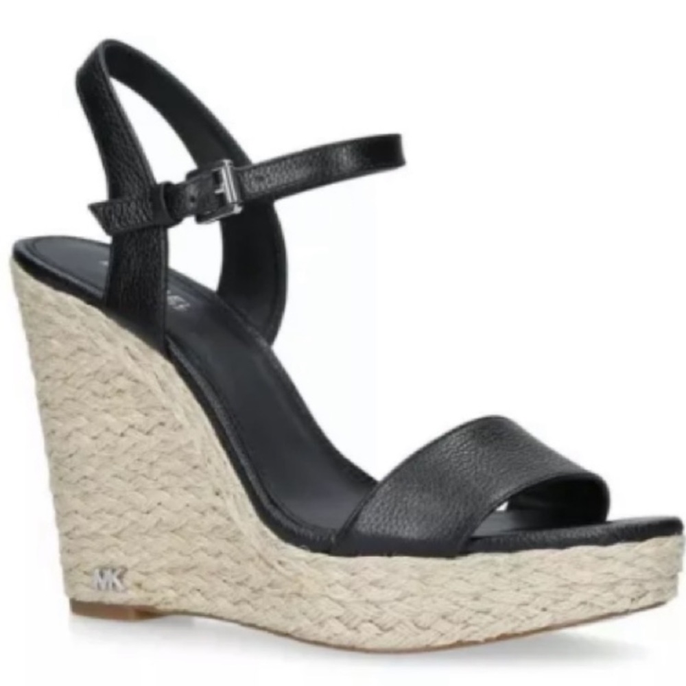 Michael Kors Jill Tumbled Leather Wedge Sandals 10 - Picture 5 of 5